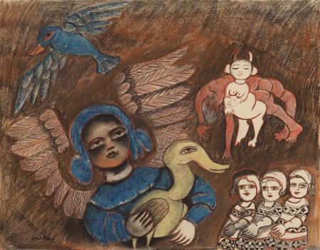 Angel Epiphany With Three Wise Girls c.1980