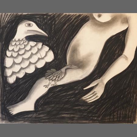 Nude with Birds