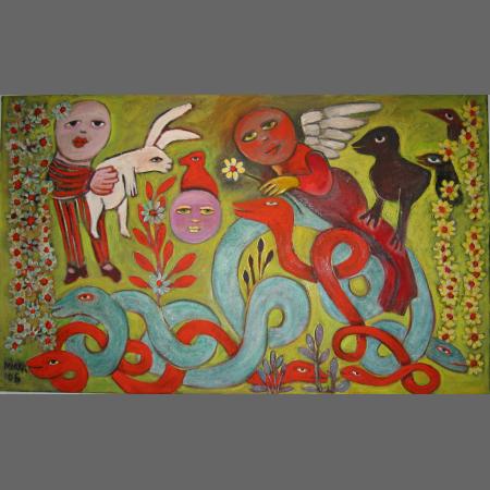 Smiling Angel In The Garden With Serpents (16)